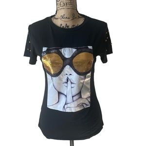 Black shhhh shirt new with boutique tags
